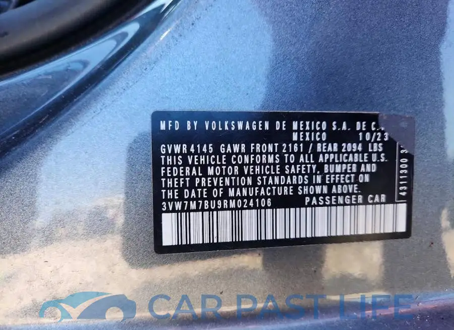 3VW7M7BU9RM024106# 12
