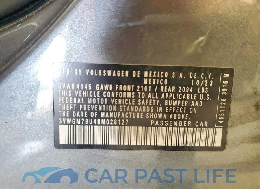 3VWGM7BU4RM028127# 12