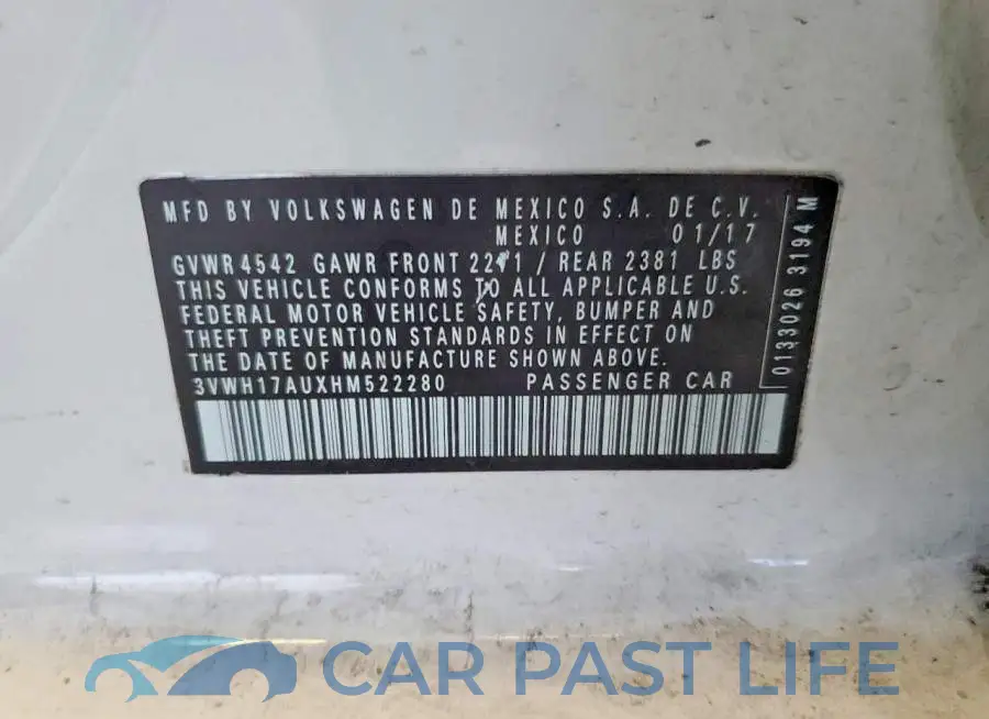 3VWH17AUXHM522280# 12