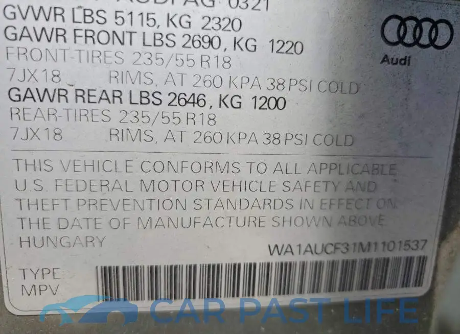 WA1AUCF31M1101537# 13