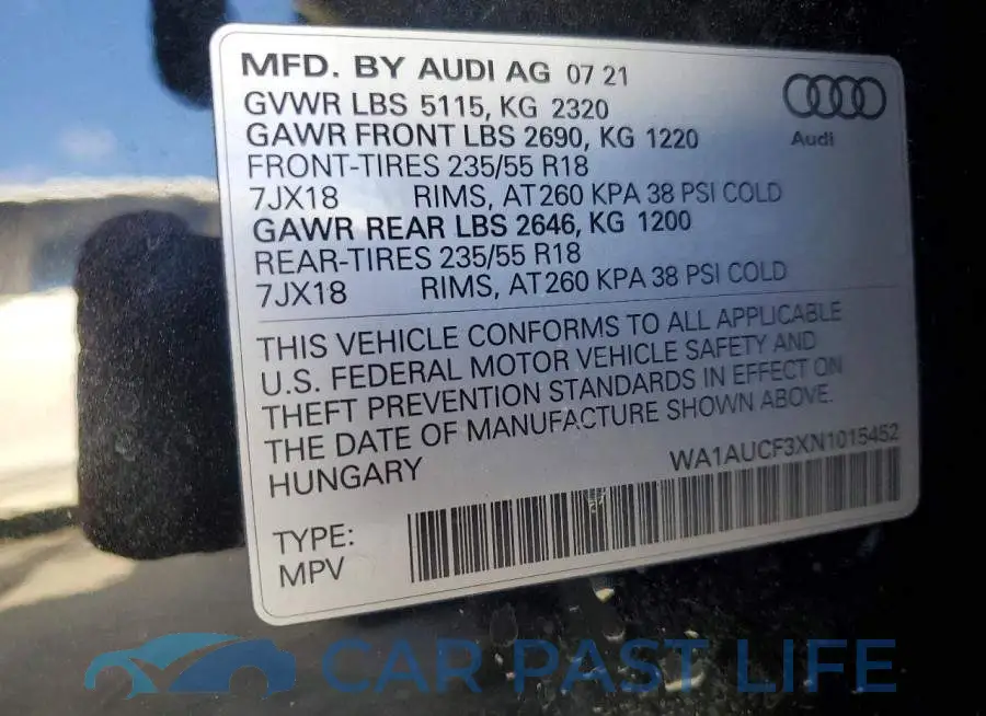 WA1AUCF3XN1015452# 13
