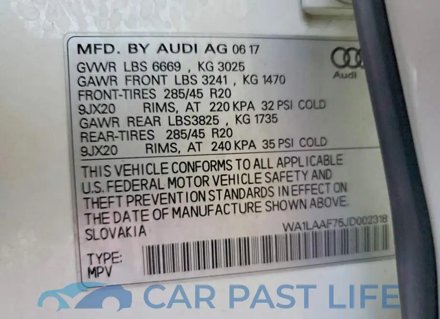 WA1LAAF75JD002318# 12