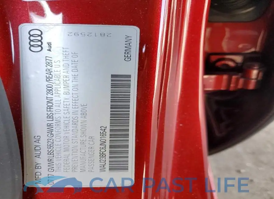 WAU23BFC6JN016542# 12