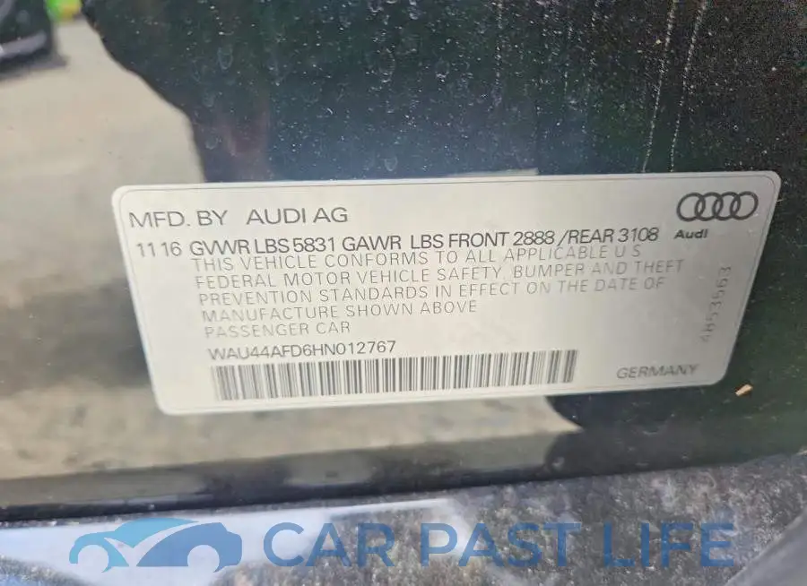 WAU44AFD6HN012767# 12