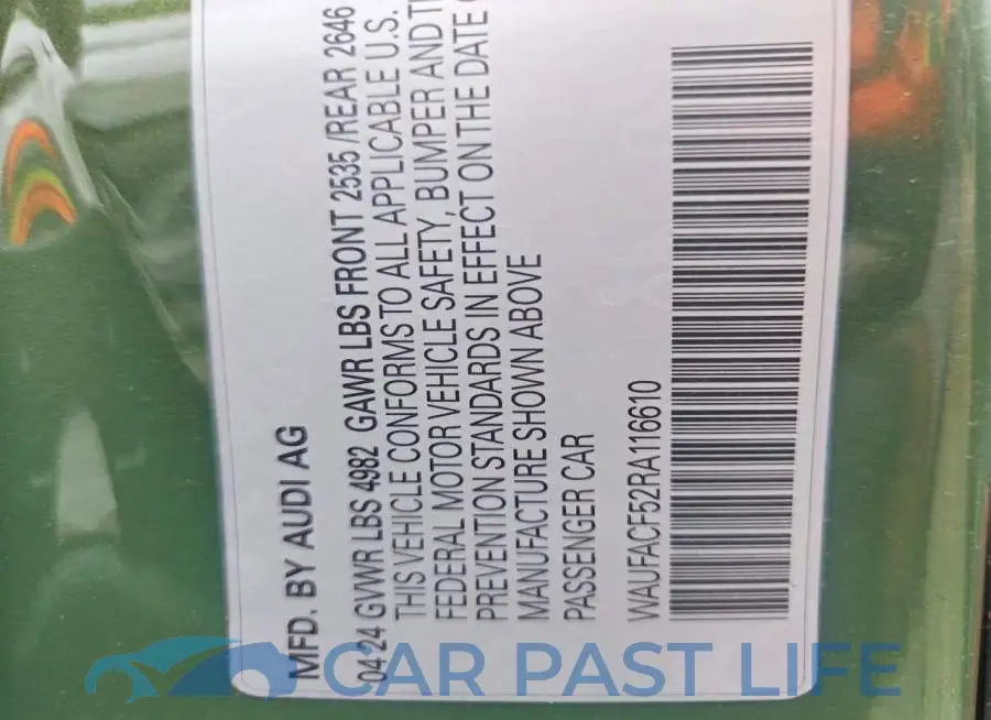 WAUFACF52RA116610# 12