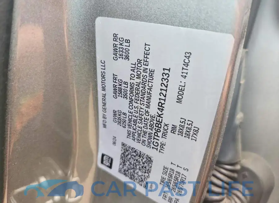 1GTP6BEK4R1212331# 12