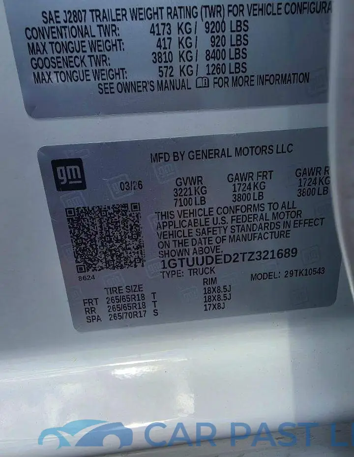 1GTUUDED2TZ321689# 10