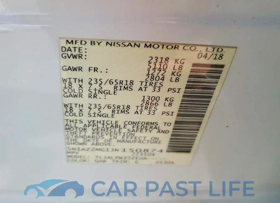 5N1AZ2MG1JN150874# 13