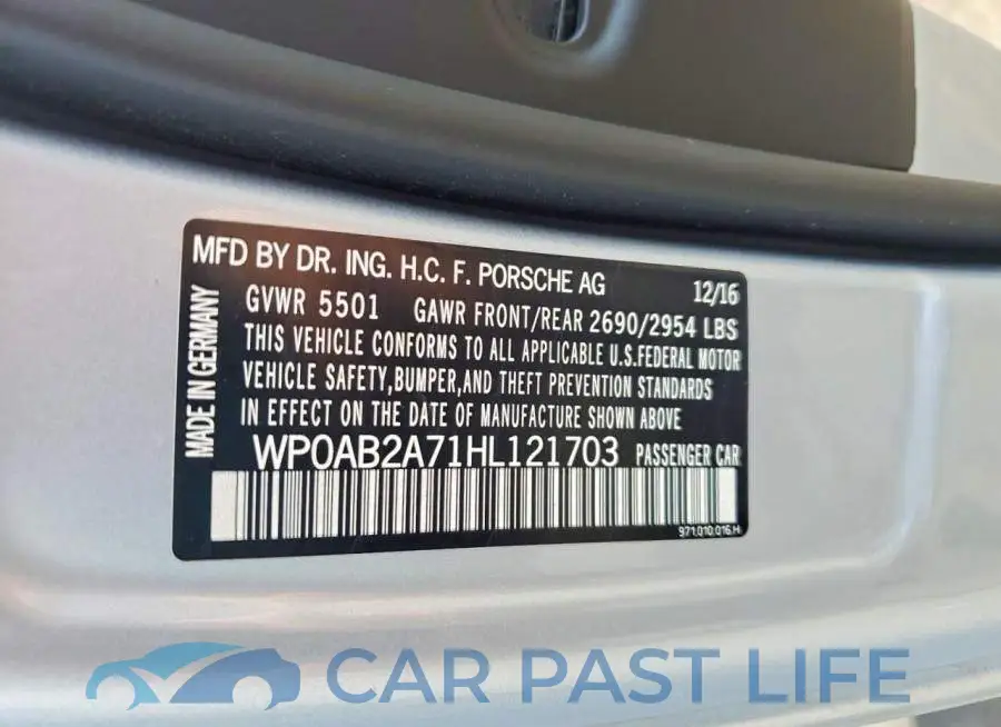 WP0AB2A71HL121703# 12