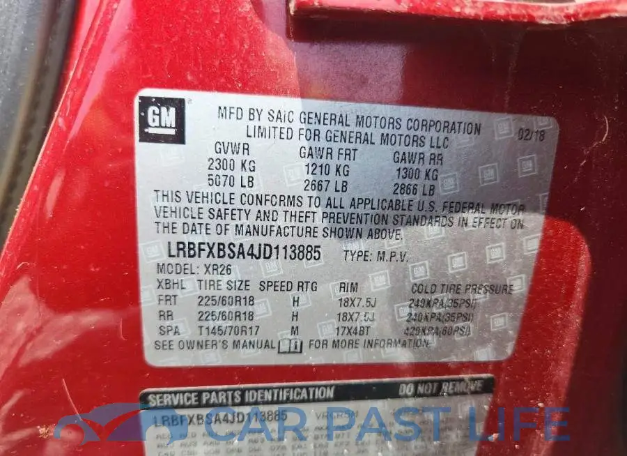 LRBFXBSA4JD113885# 13