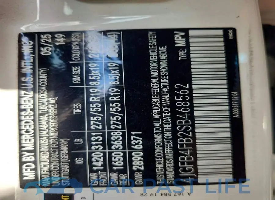 4JGFB4FB2SB468562# 13