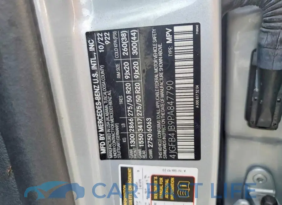 4JGFB4JB9PA847790# 12