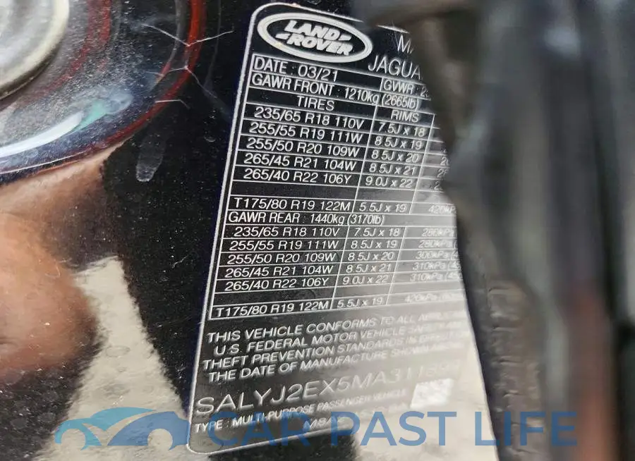 SALYJ2EX5MA311899# 12