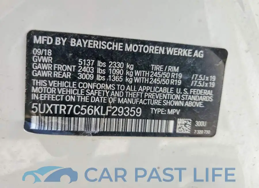 5UXTR7C56KLF29359# 12