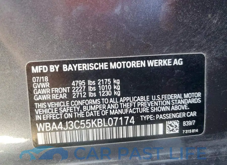 WBA4J3C55KBL07174# 12