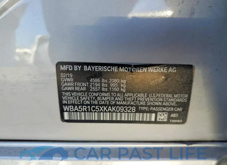 WBA5R1C5XKAK09328# 13