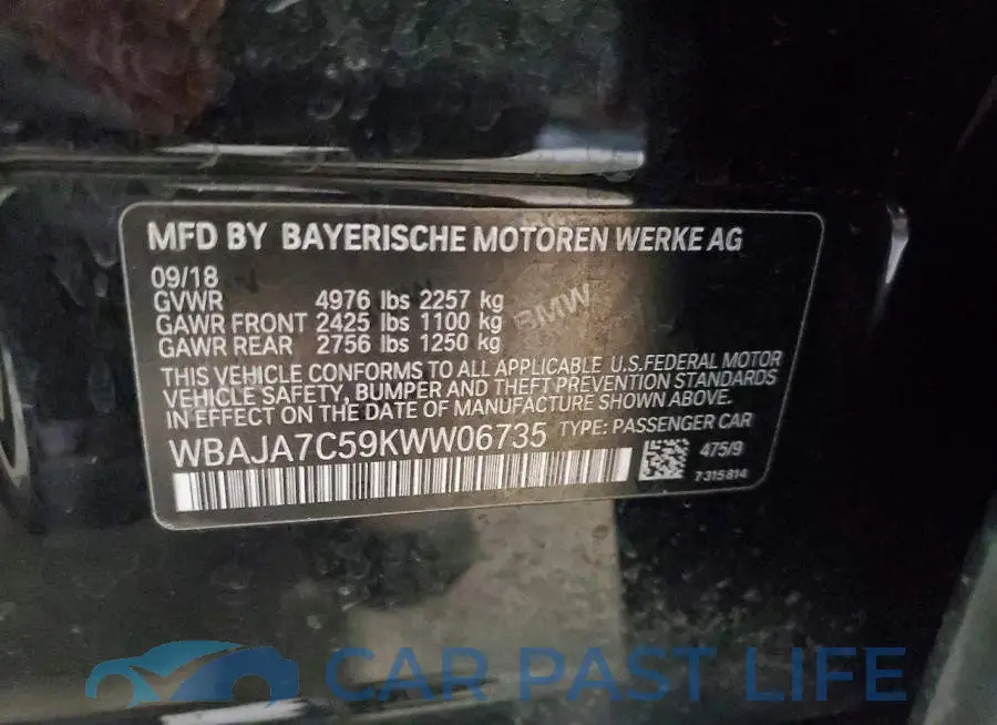 WBAJA7C59KWW06735# 12