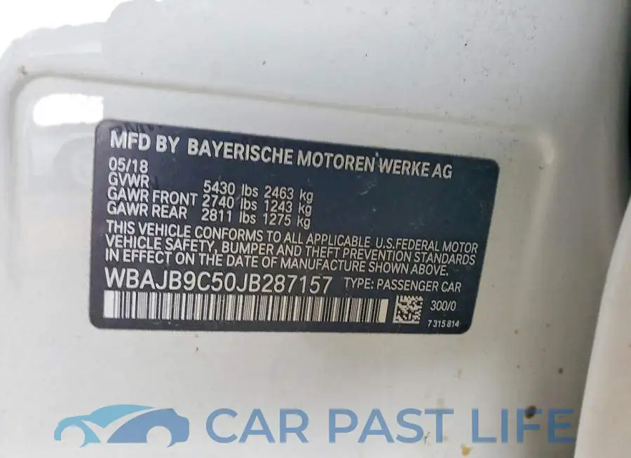 WBAJB9C50JB287157# 12