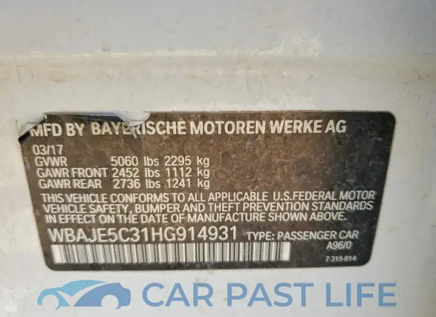 WBAJE5C31HG914931# 12