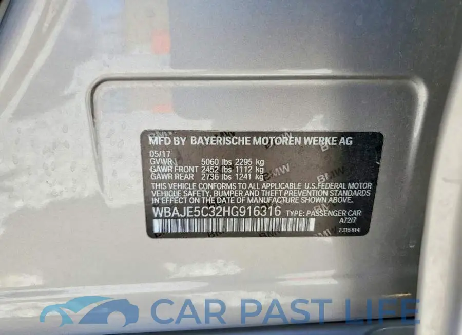 WBAJE5C32HG916316# 13