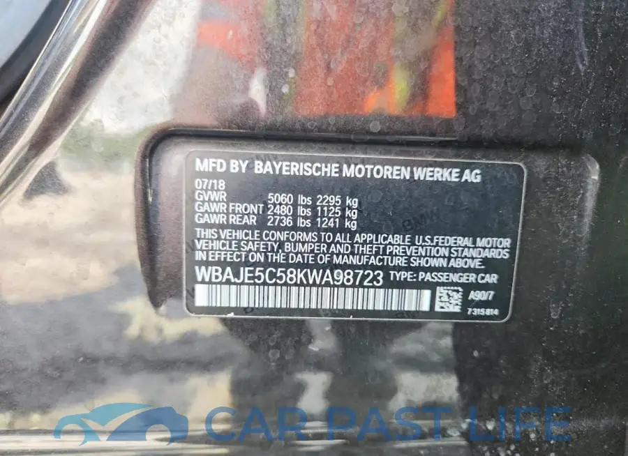 WBAJE5C58KWA98723# 12