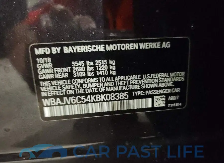WBAJV6C54KBK08385# 13