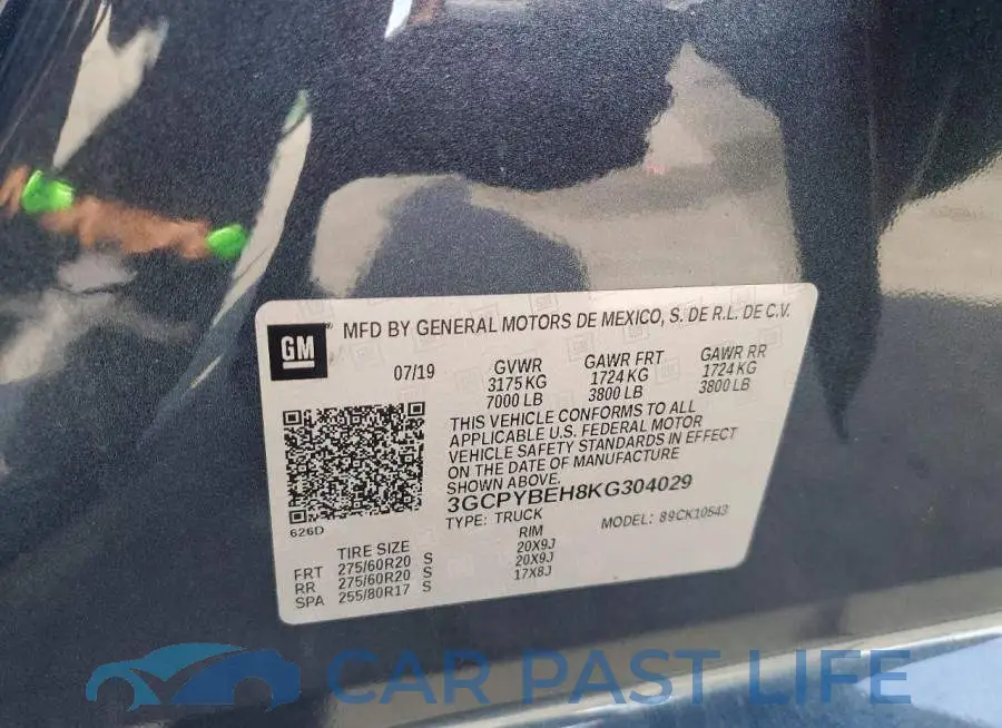3GCPYBEH8KG304029# 12