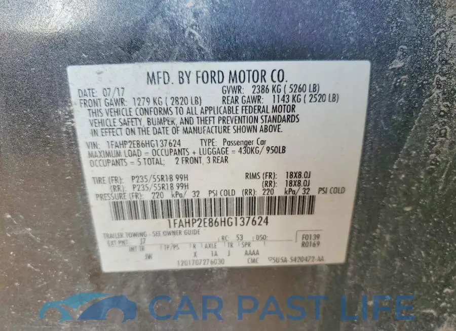 1FAHP2E86HG137624# 12