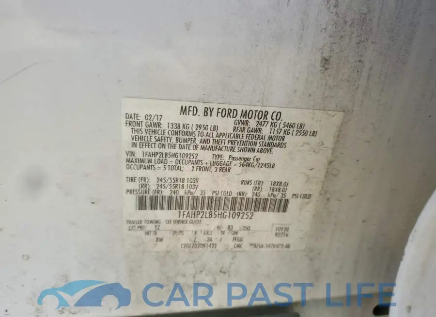 1FAHP2L85HG109252# 12