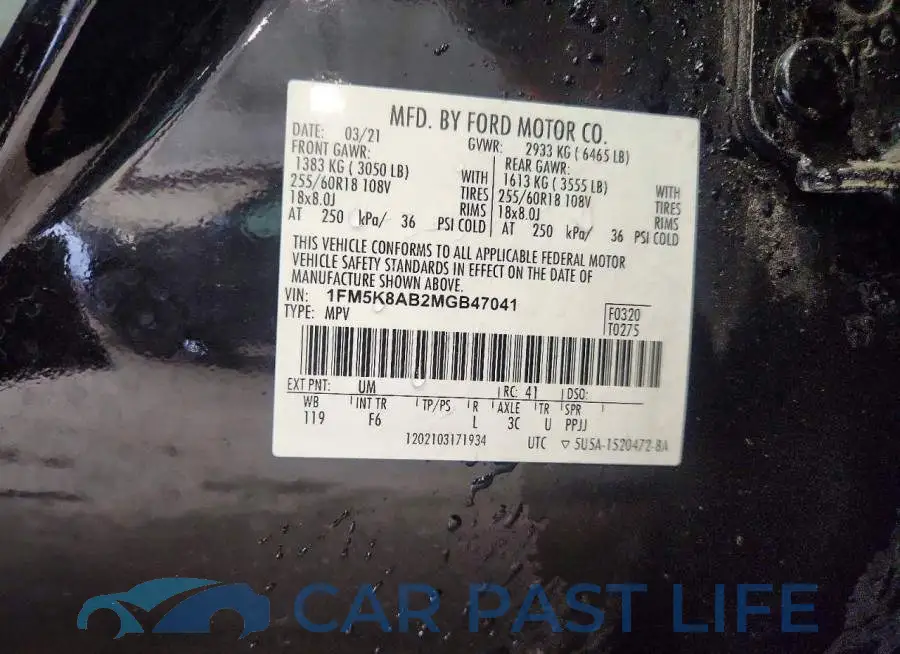 1FM5K8AB2MGB47041# 12