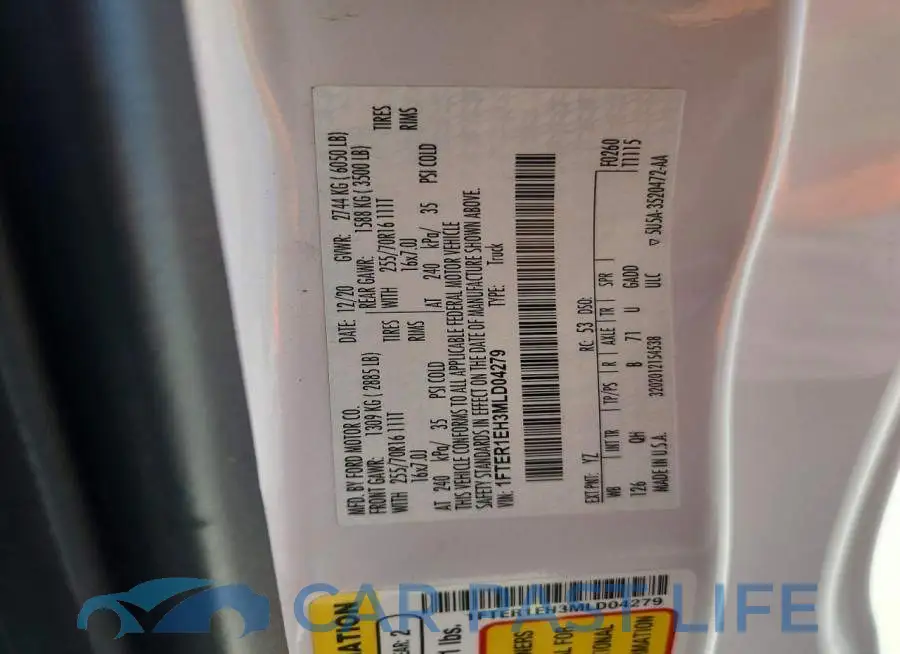 1FTER1EH3MLD04279# 12