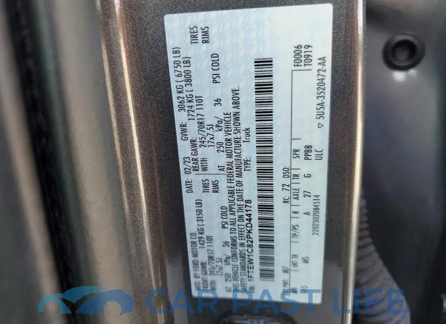 1FTEW1C82PKD44178# 12