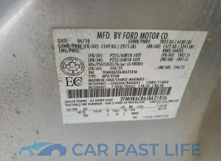 2FMHK6C86JBA21836# 13