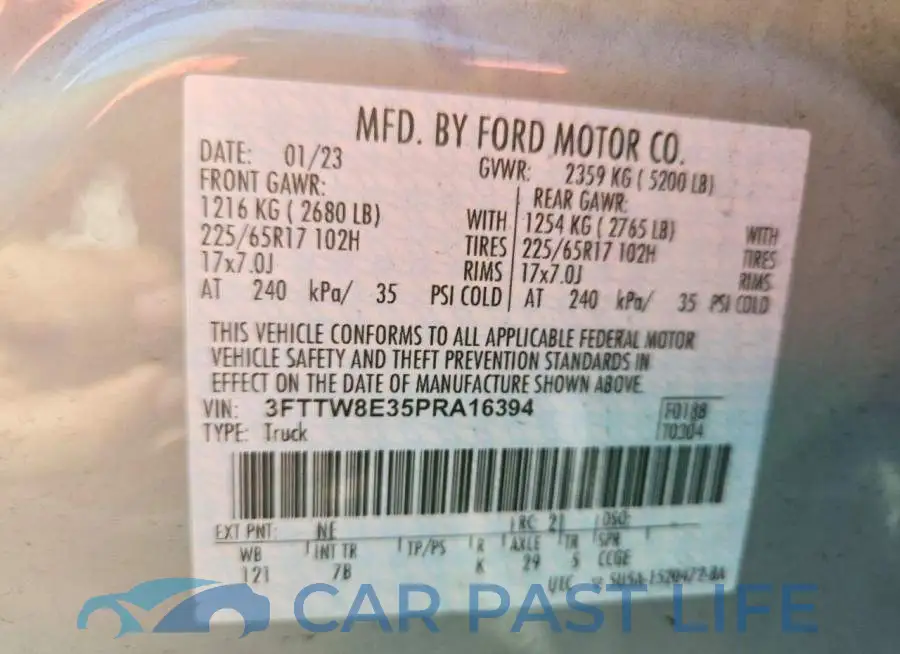 3FTTW8E35PRA16394# 12