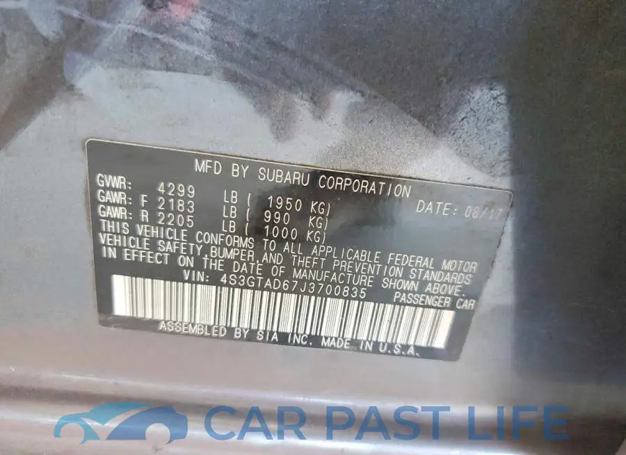 4S3GTAD67J3700835# 12