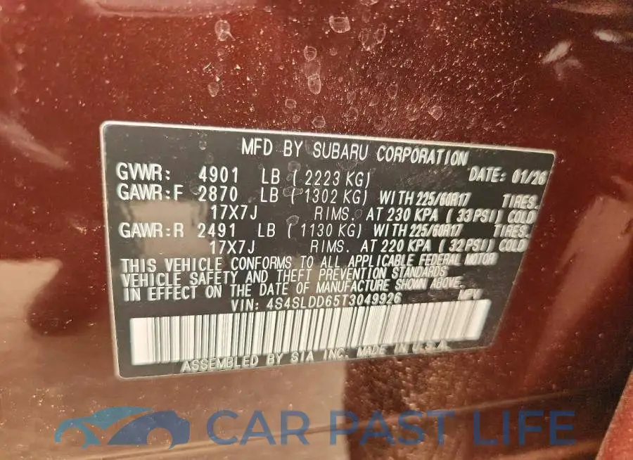 4S4SLDD65T3049926# 13
