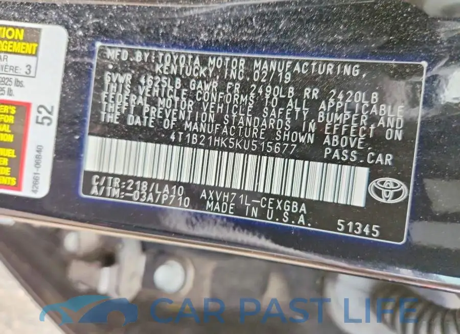 4T1B21HK5KU515677# 13