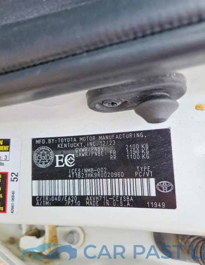 4T1B21HK9RU020960# 12