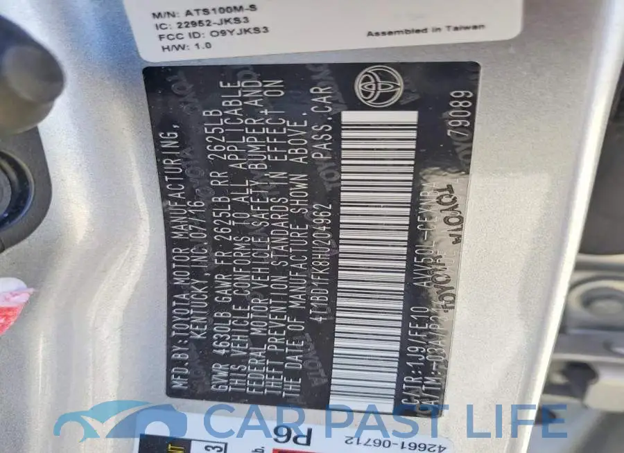 4T1BD1FK8HU204962# 12