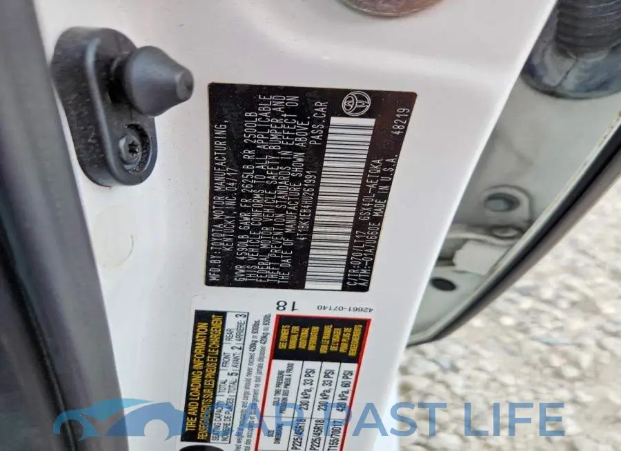 4T1BK1EB4HU261991# 13