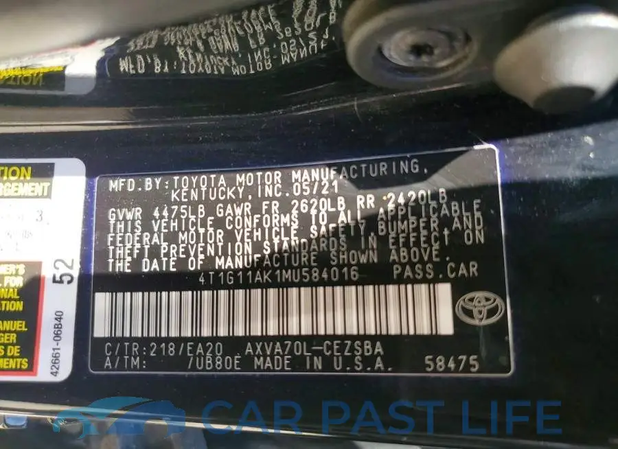 4T1G11AK1MU584016# 12