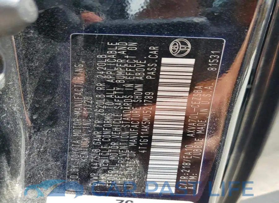 4T1G11AK5MU521789# 12
