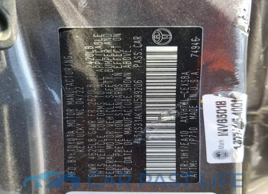 4T1S31AK1NU589206# 12
