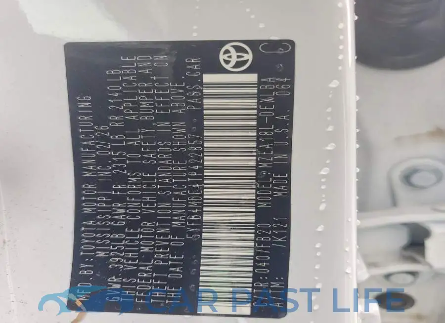 5YFB4MDE4TP422857# 12
