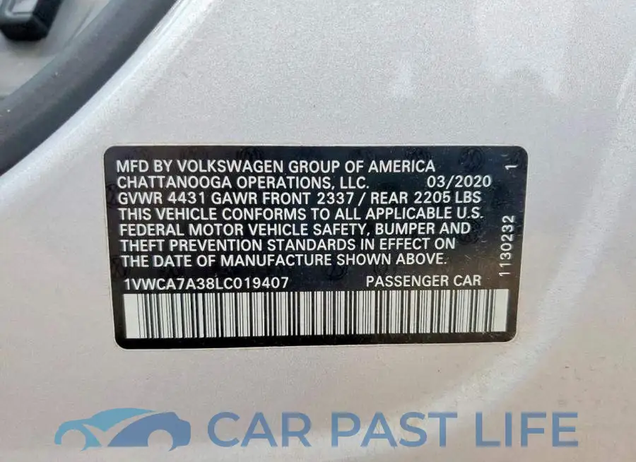 1VWCA7A38LC019407# 13