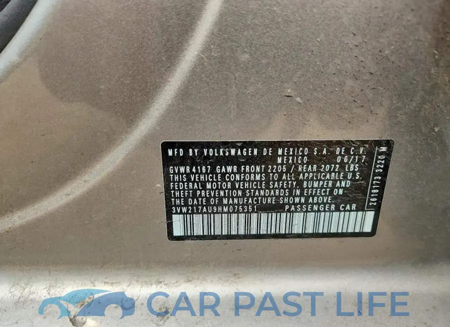 3VW217AU9HM075351# 12