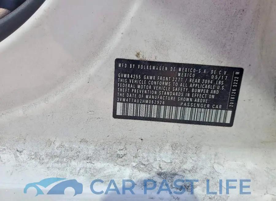 3VW4T7AU2HM062928# 12