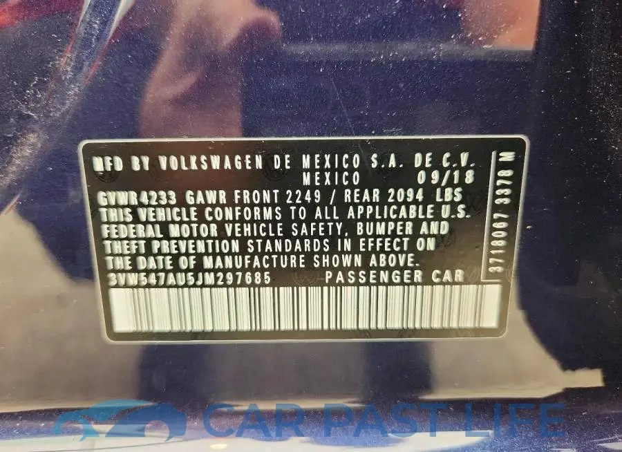 3VW547AU5JM297685# 12