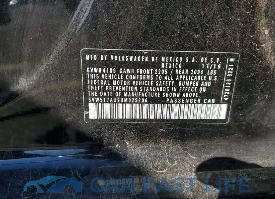 3VW5T7AU2HM029206# 14