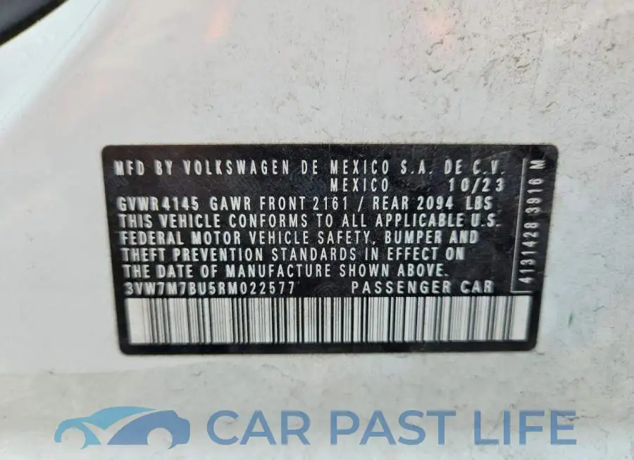 3VW7M7BU5RM022577# 12